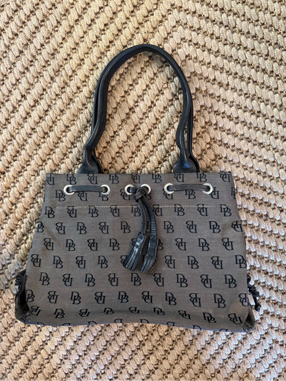 Dooney and Burke Vintage Canvas Bag with Black Trim